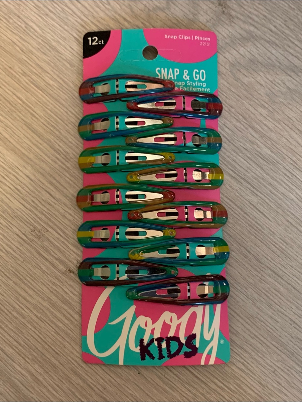 Goody Kids Metal Contour Snap & Go Clips 12 Count Assorted Multi Colors NEW
